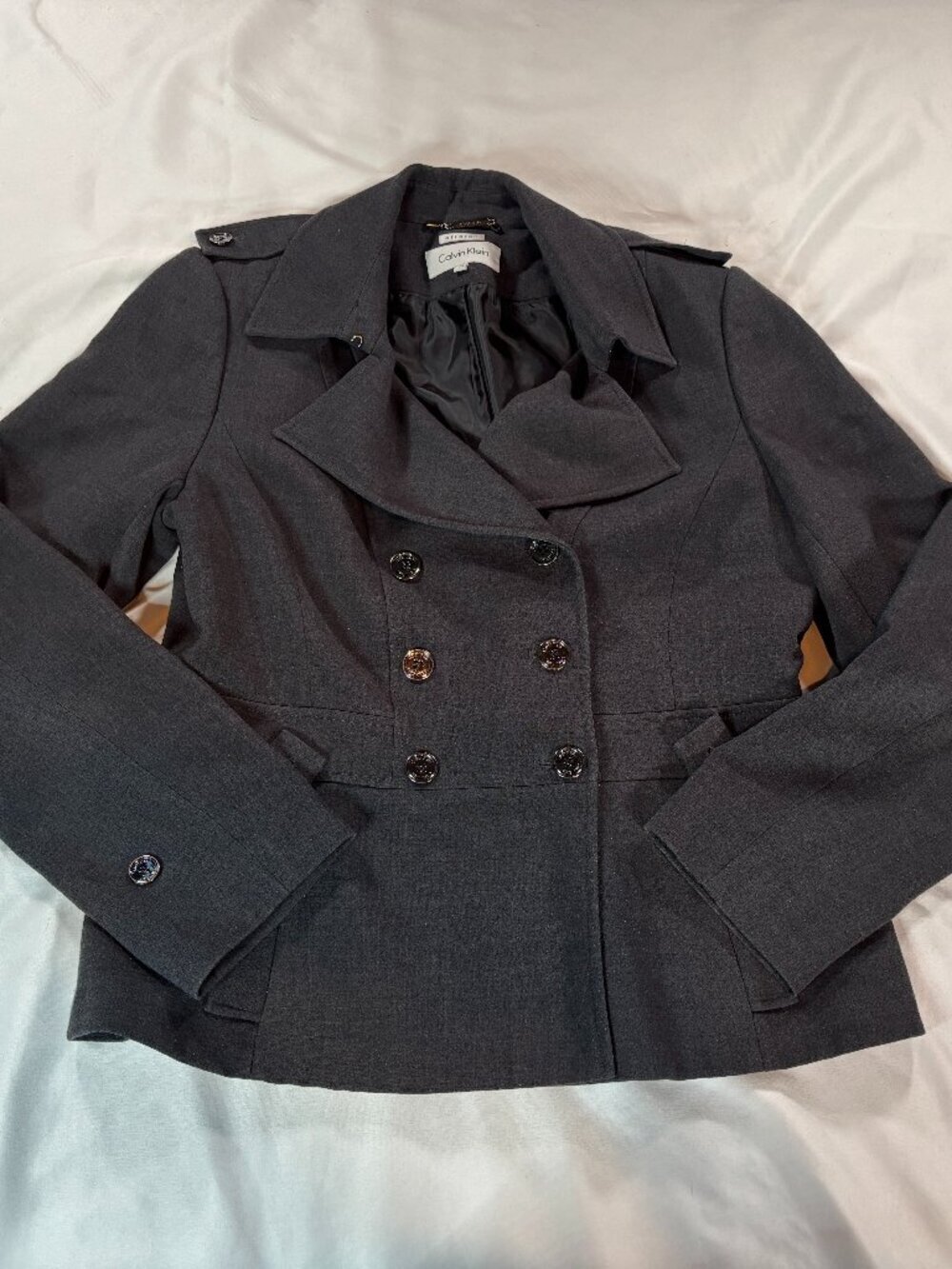 Calvin Klein Stretch Dark Gray Jacket Blazer Sz 14 Lot F